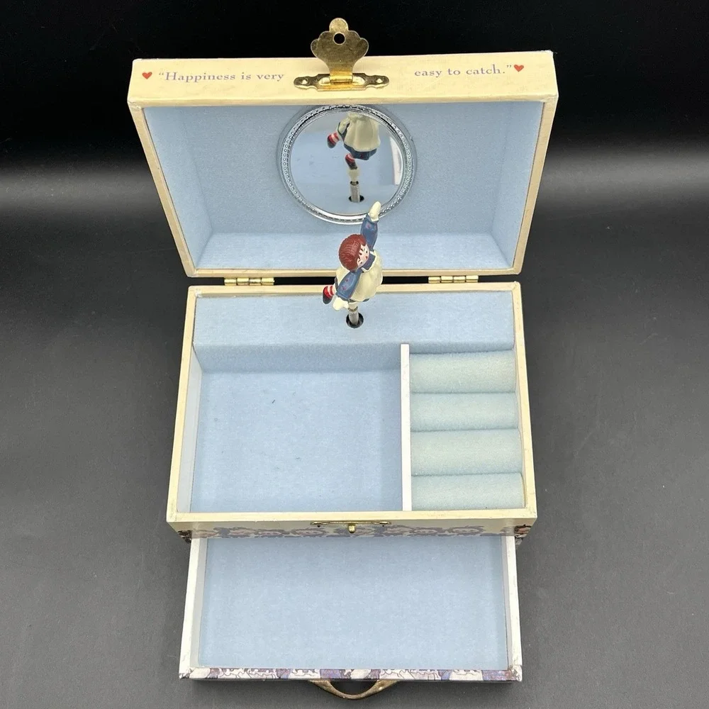 VTG 1969 Raggedy Ann Wood‎ Jewelry Chest Music Box Schylling Dancing ANN ~ WORKS